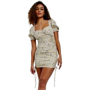 NWT BARDOT -Cindy Sweetheart Yellow and White Mini Dress in Soft Yellow Floral